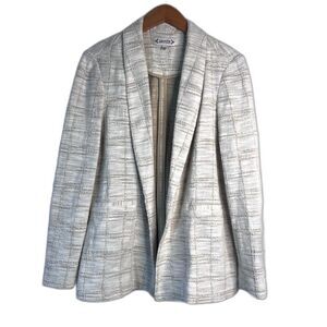 Nanette Lepore‎ Cream Tweed Lightweight Open Front Blazer Jacket Size 10